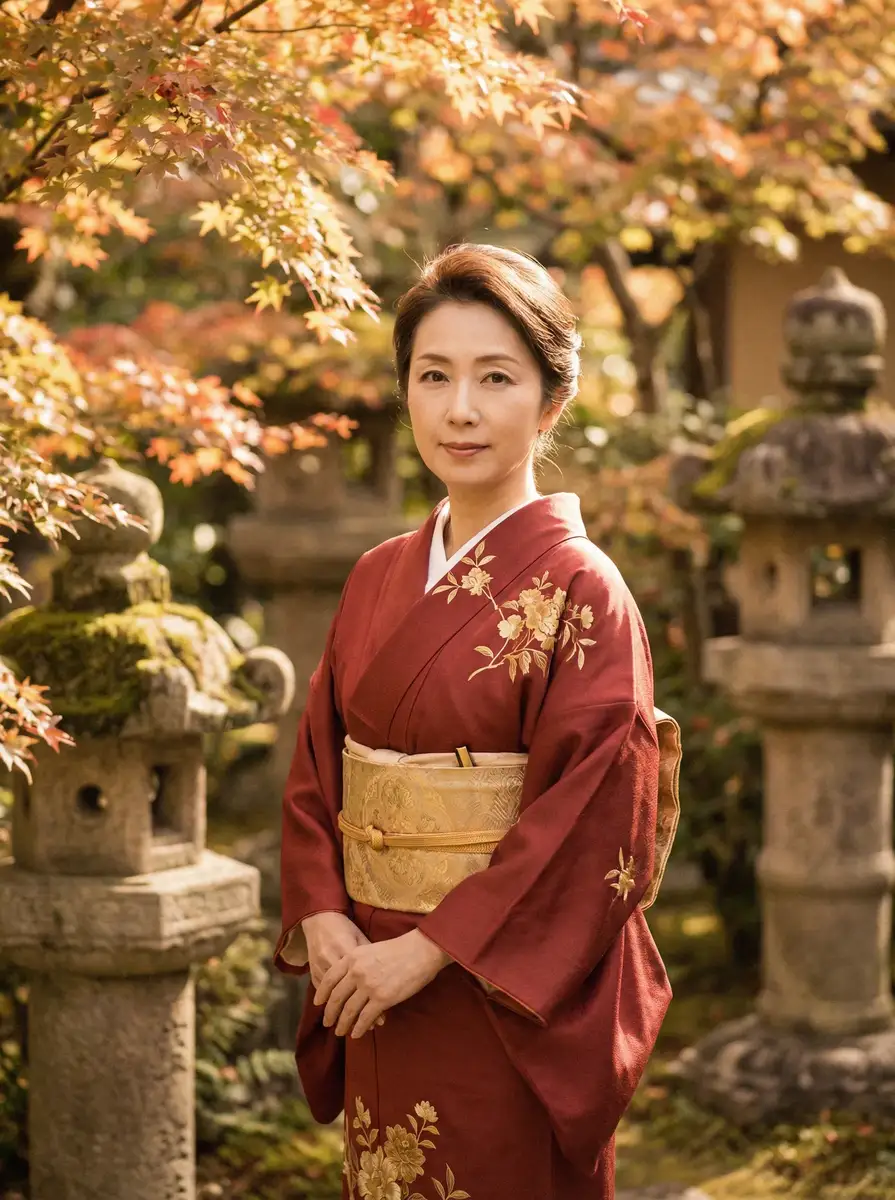 一位身穿暗红色和服的优雅 [里番动漫]里番动漫永久地址::精品里番动漫在线播放 在日式庭院中