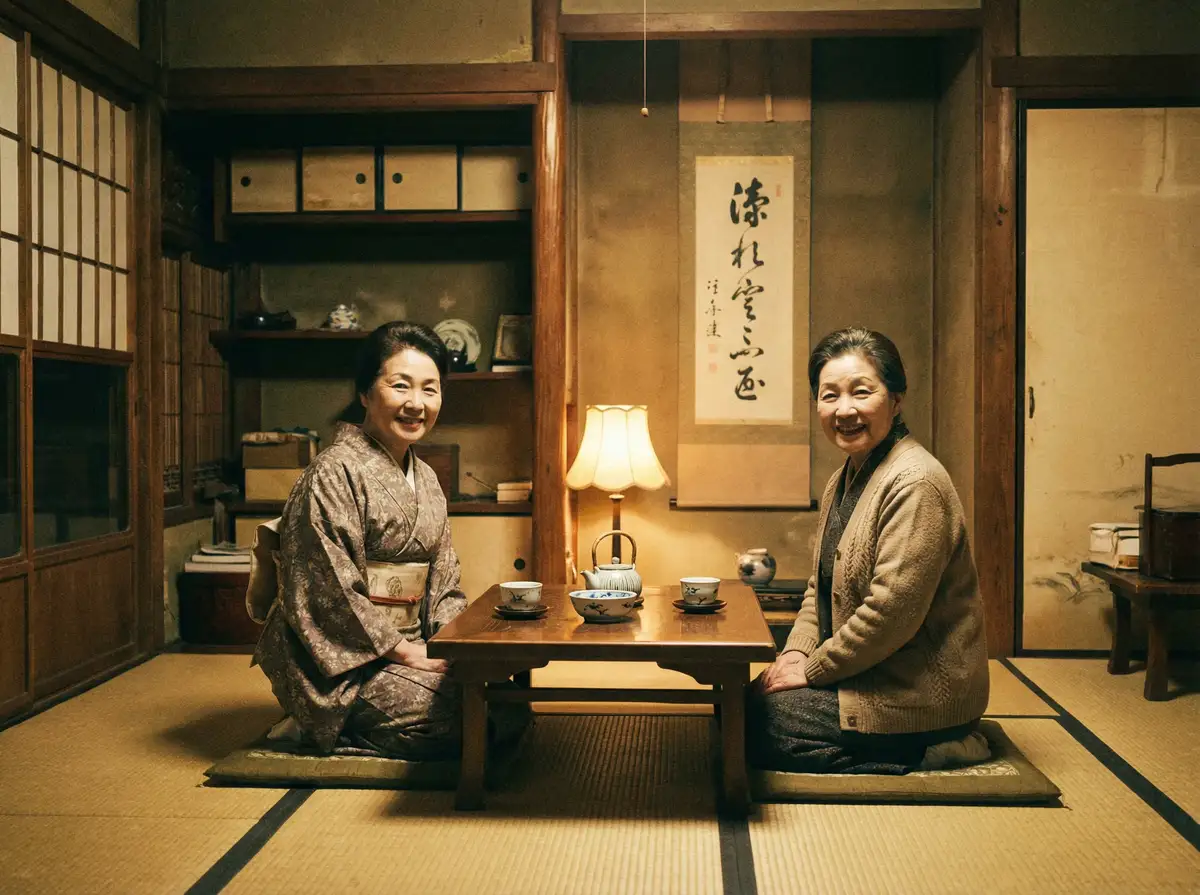 两位优雅的 [里番动漫]里番动漫永久地址::精品里番动漫在线播放 在日式茶室中品茶交谈